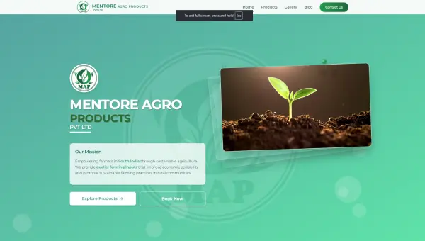 Mentore Agro Products - Interactive Site